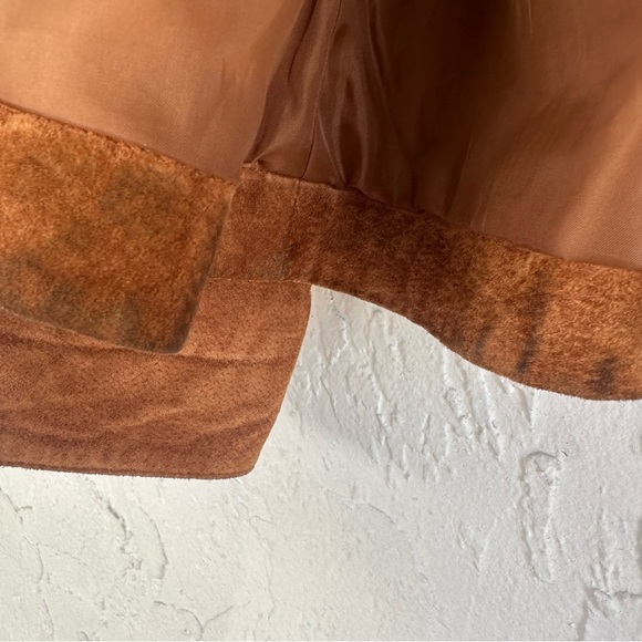 LIVE A LITTLE Jacket Women Medium Suede Leather Western Vintage Boho Country Tan - Picture 5 of 7